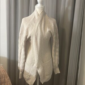 Maurices Ivory Cable Knit Cardigan Size S Open Front Cozy Cream Sweater Layering
